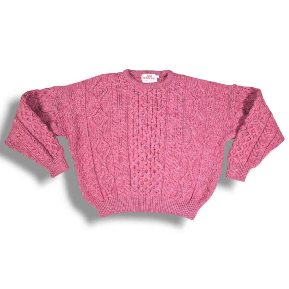 {Irish Homecraft} OILED WOOL CABLE KNIT SWEATER